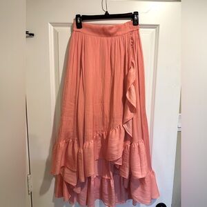 Maje Salmon Pink Skirt with ruffle detail